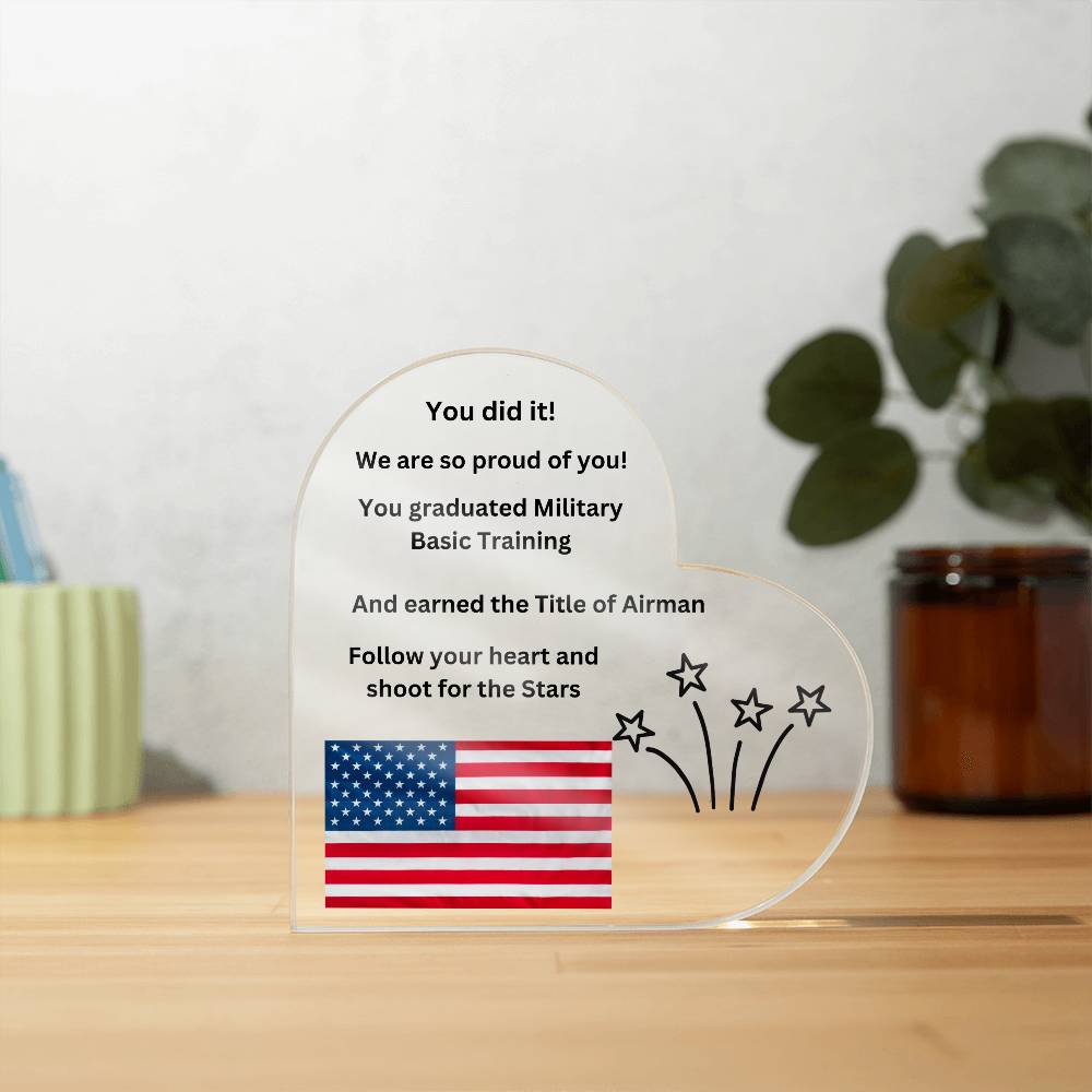 US Air Force Basic Military Training Graduation Heart Plaque