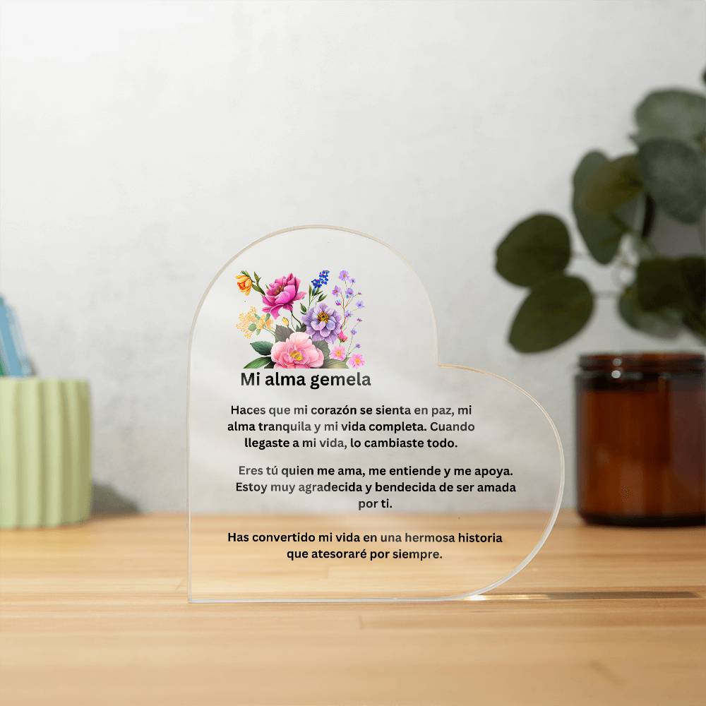 My Soulmate Printed Heart Plaque Spanish