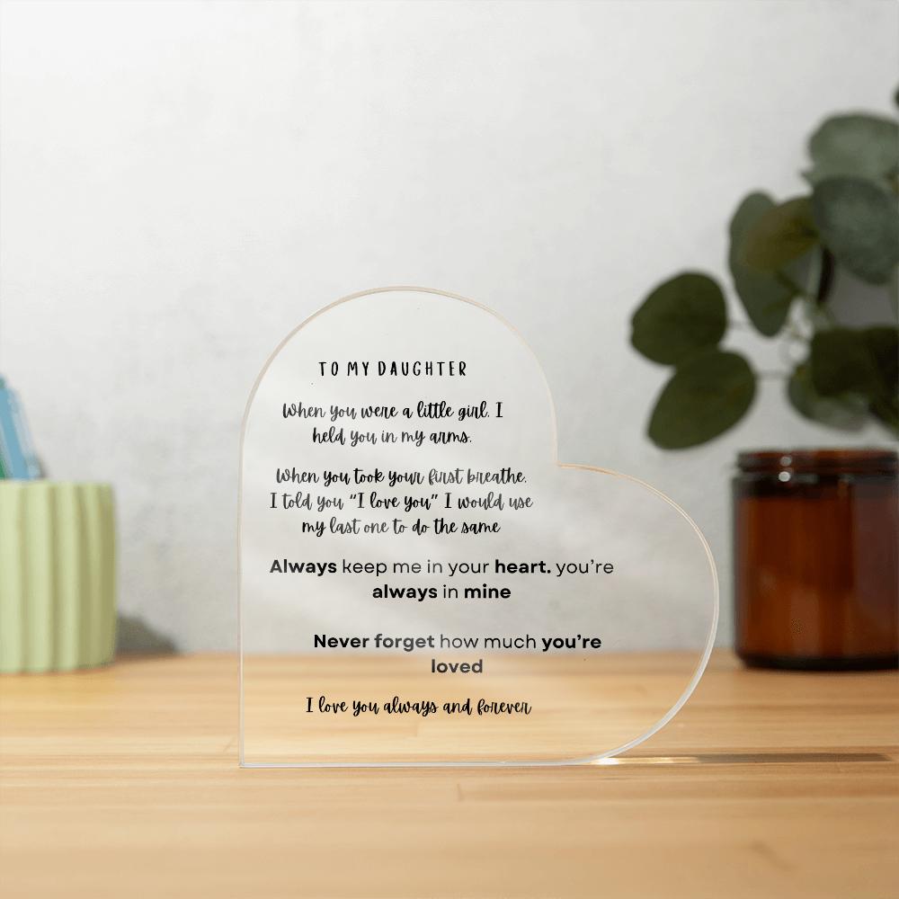 Daughter Printed Acrylic Heart Plaque