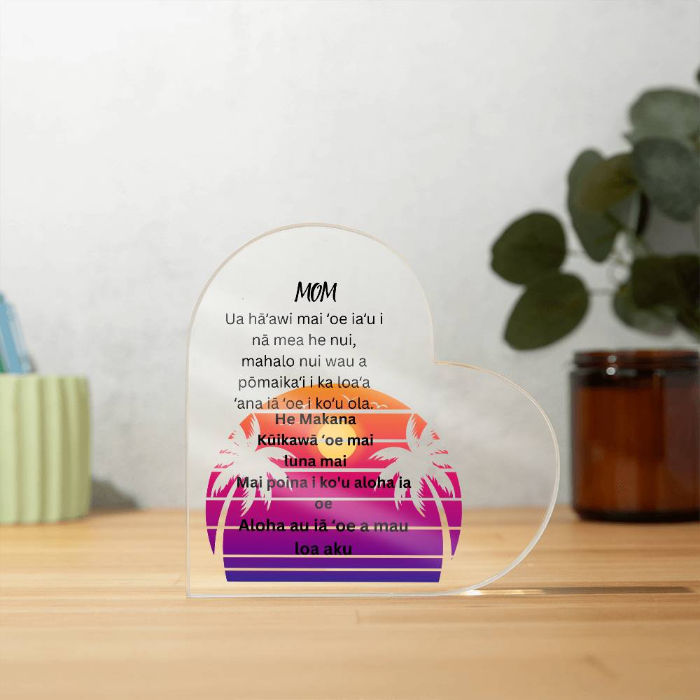 Hawaiian Acrylic Heart Plaque
