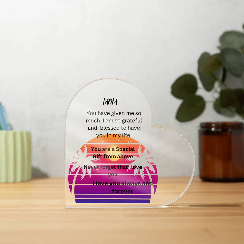 MOM Acrylic Heart Plaque