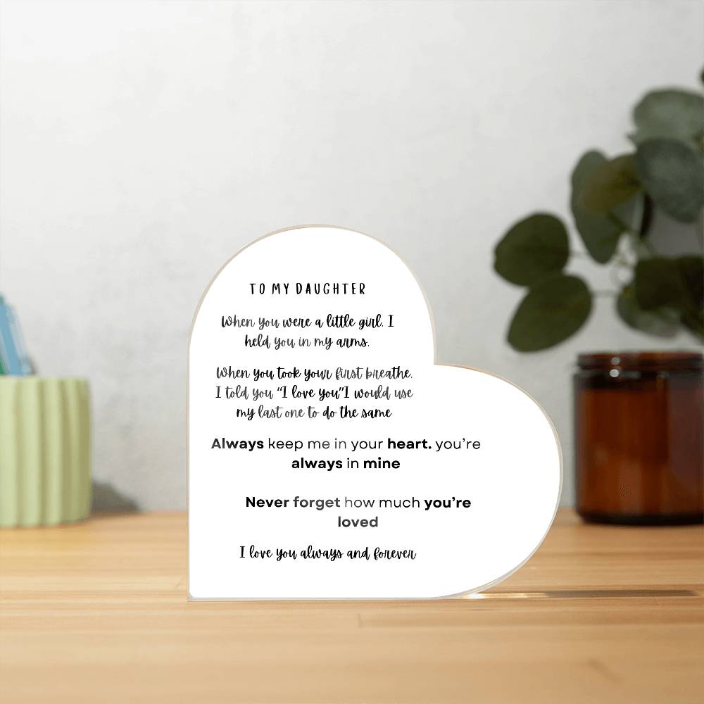 Daughter Printed Acrylic Heart Plaque