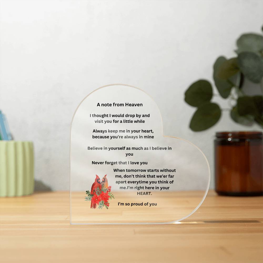 A note from Heaven Printed Acrylic Heart Plaque
