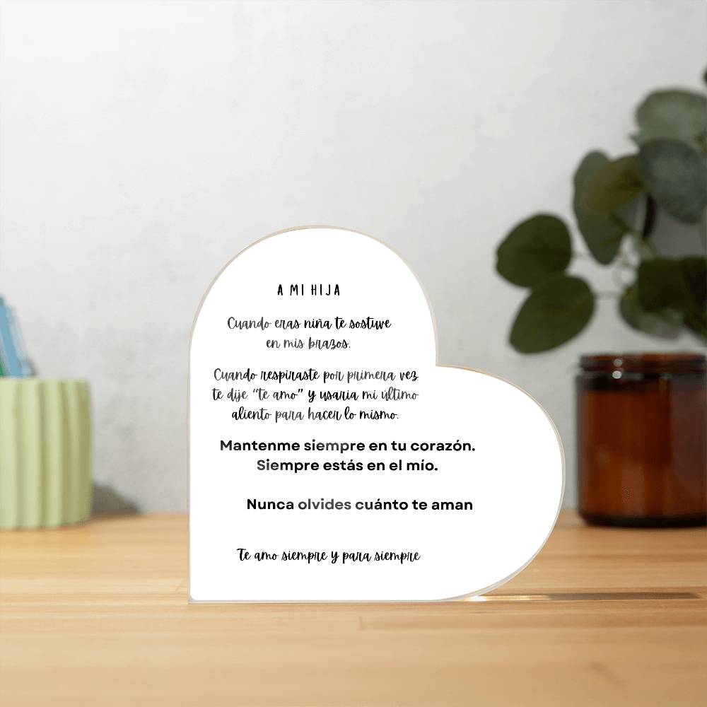 Spanish Daughter Printed Heart Plaque