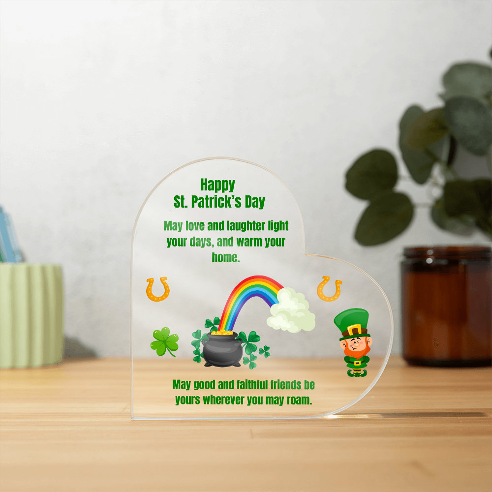 Happy St. Patrick's Day Acrylic Heart Plaque