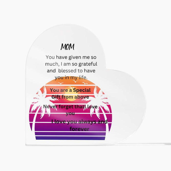 MOM Acrylic Heart Plaque