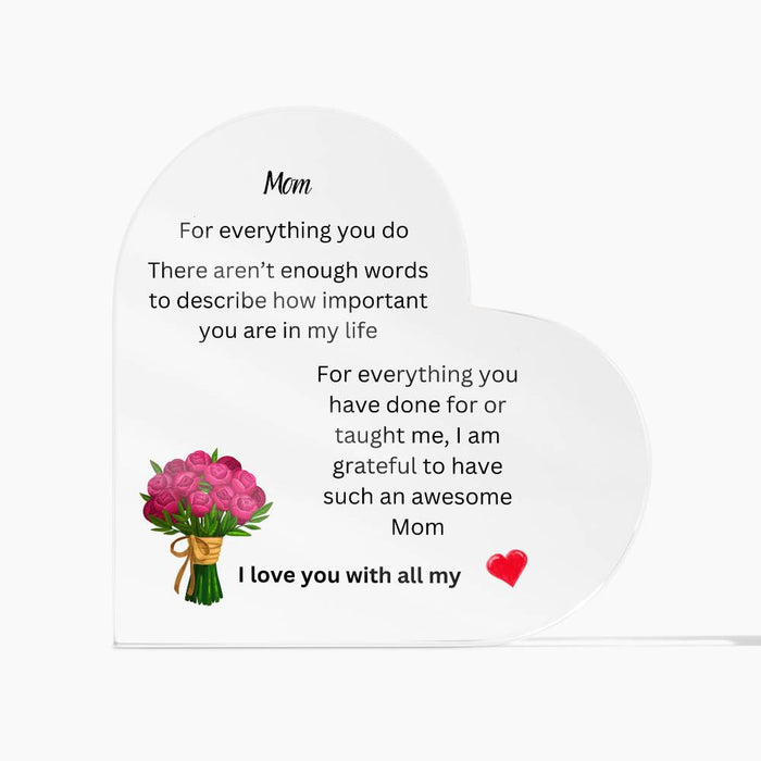 Mom Acrylic Heart Plaque #2 Design