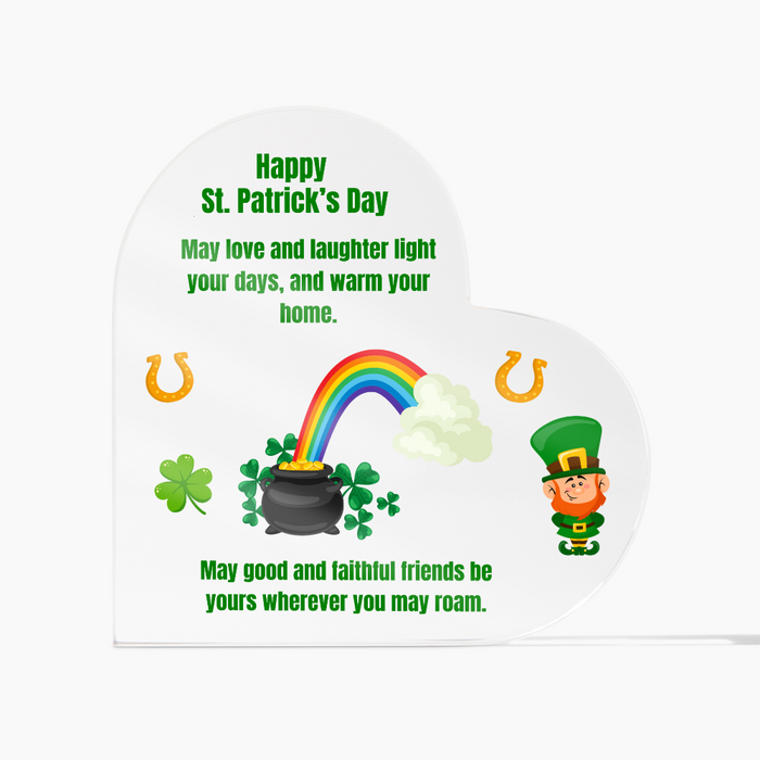 Happy St. Patrick's Day Acrylic Heart Plaque