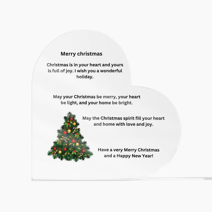 Acrylic Merry Christmas Heart Plaque