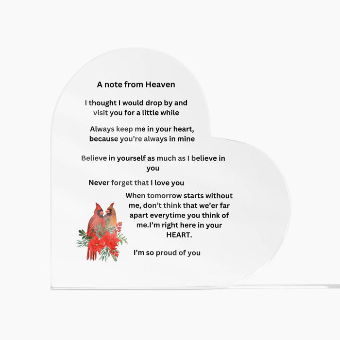 A note from Heaven Printed Acrylic Heart Plaque