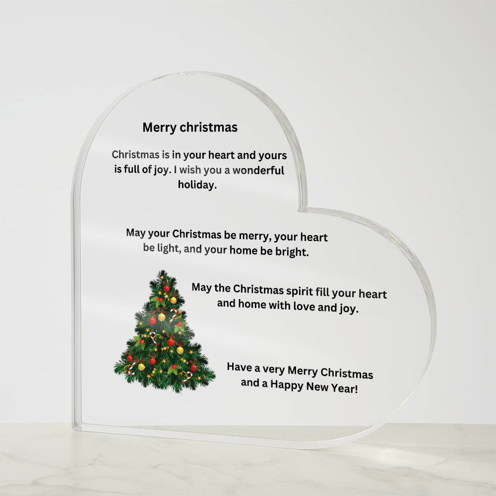 Acrylic Merry Christmas Heart Plaque