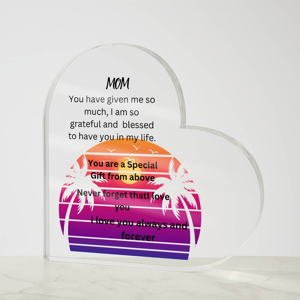 MOM Acrylic Heart Plaque