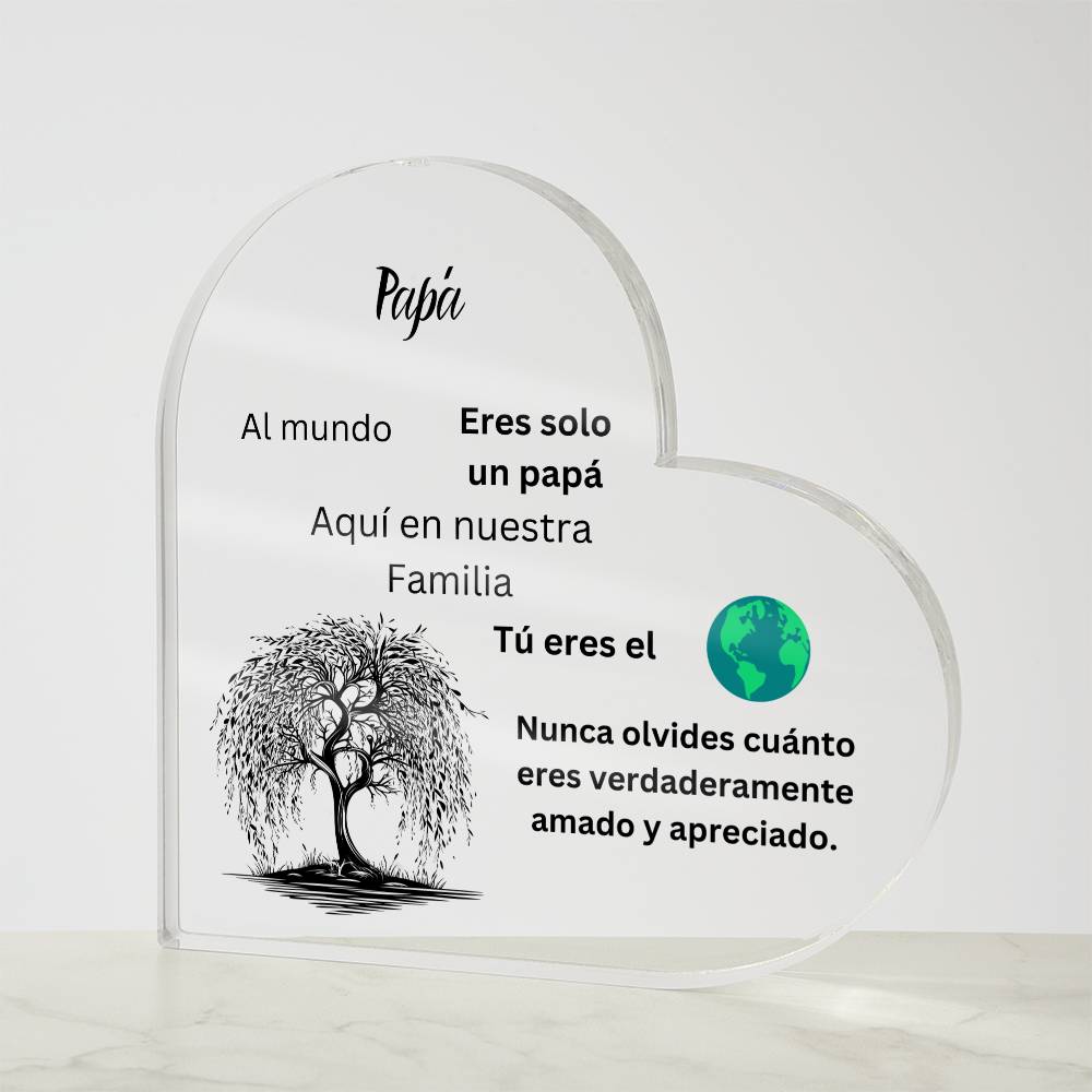 Spanish Dad Acrylic Heart Printed Plaque