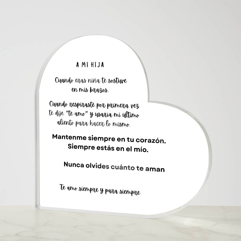 Spanish Daughter Printed Heart Plaque