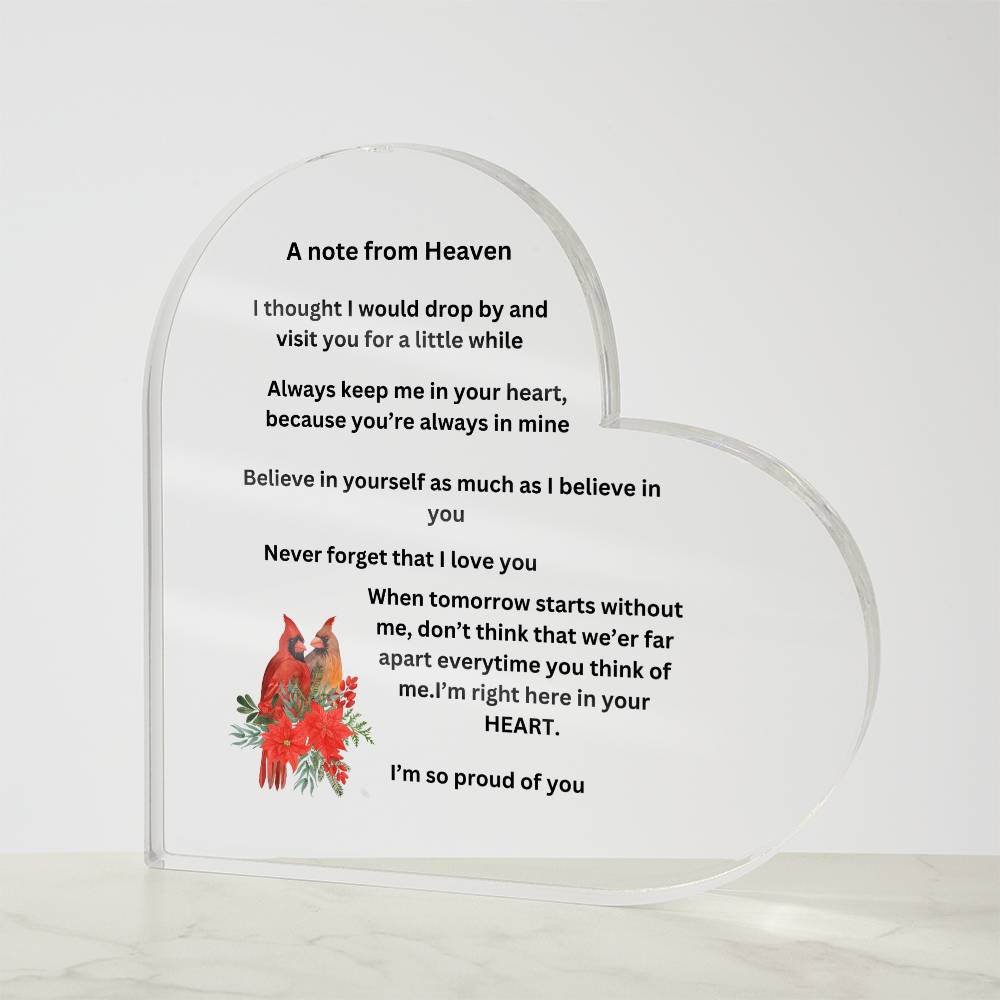 A note from Heaven Printed Acrylic Heart Plaque