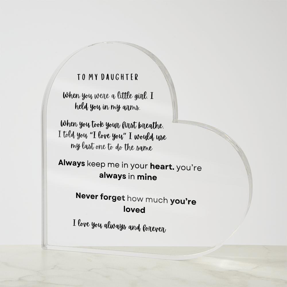 Daughter Printed Acrylic Heart Plaque