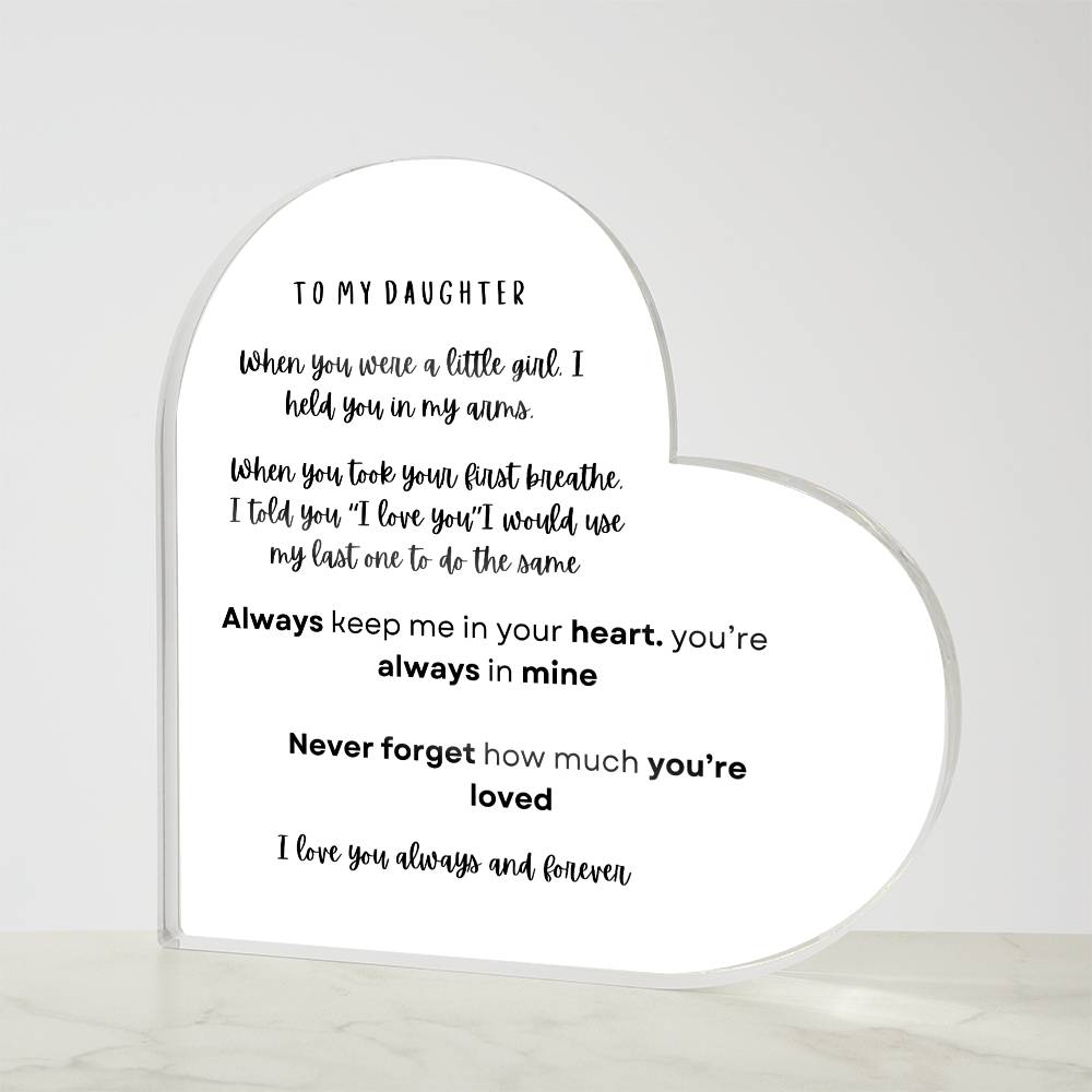 Daughter Printed Acrylic Heart Plaque