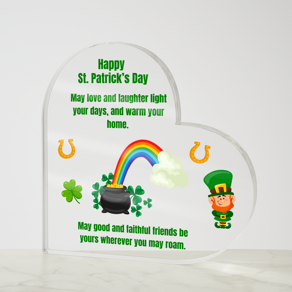 Happy St. Patrick's Day Acrylic Heart Plaque