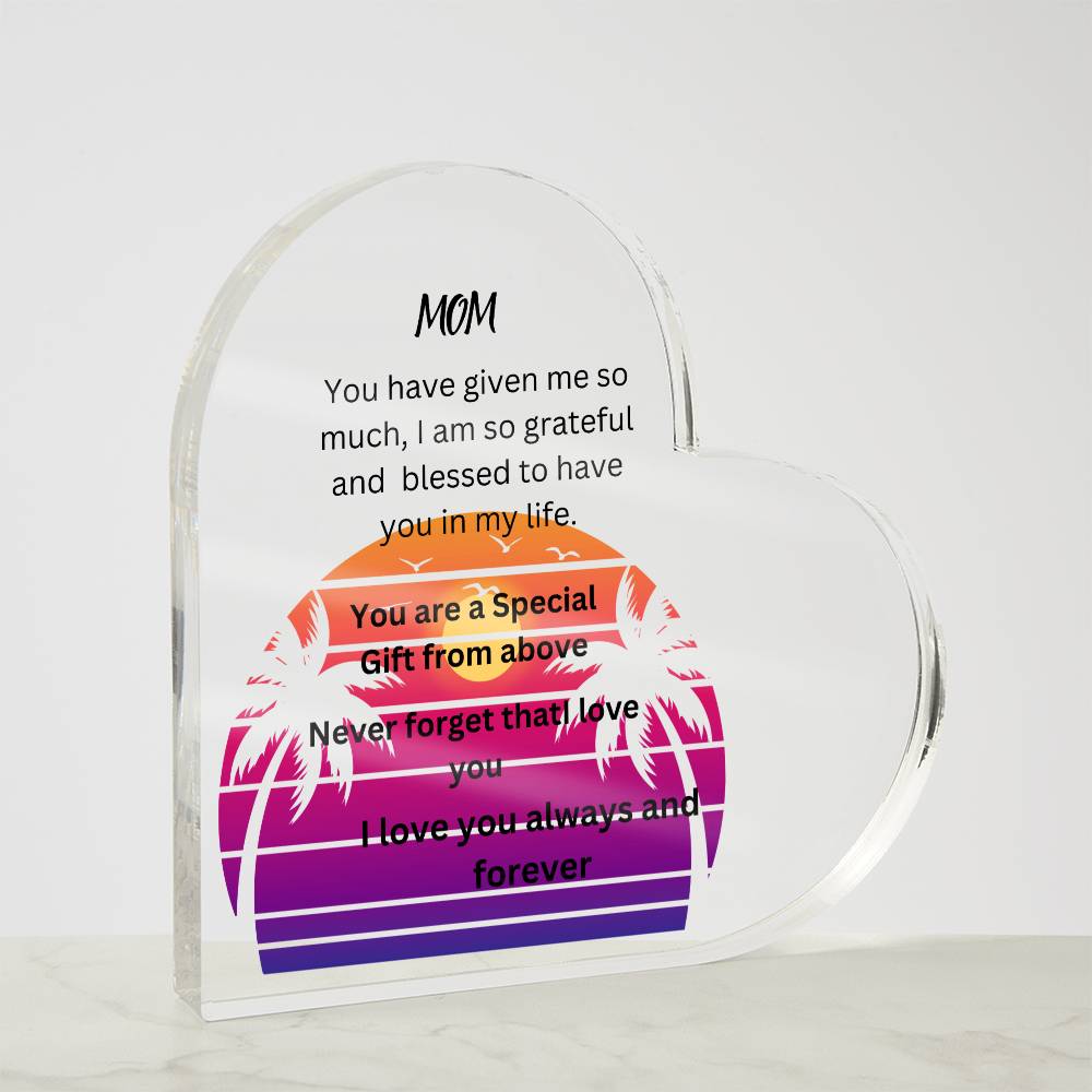 MOM Acrylic Heart Plaque