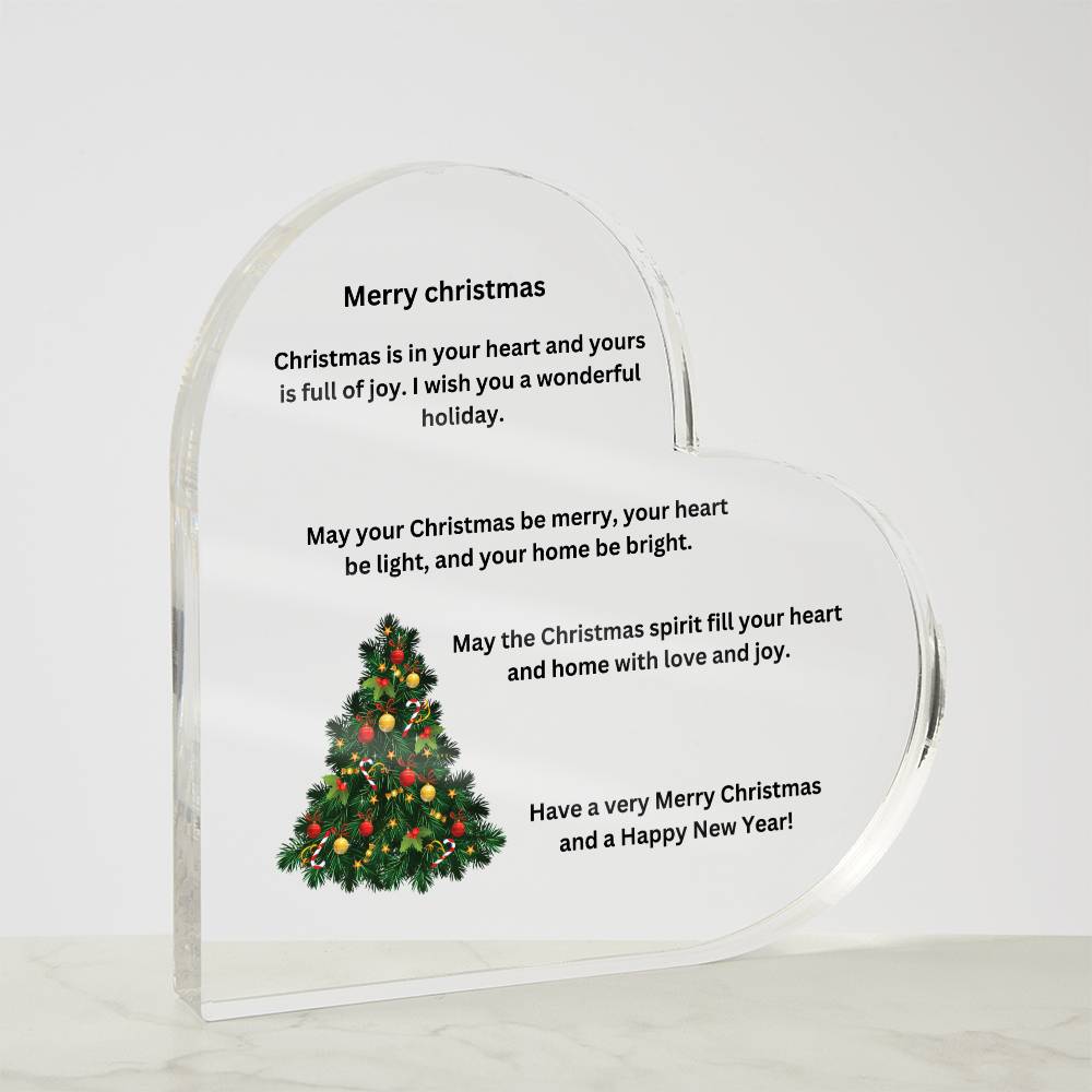 Acrylic Merry Christmas Heart Plaque