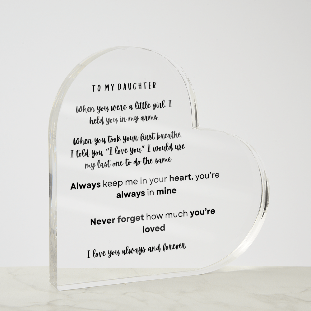 Daughter Printed Acrylic Heart Plaque