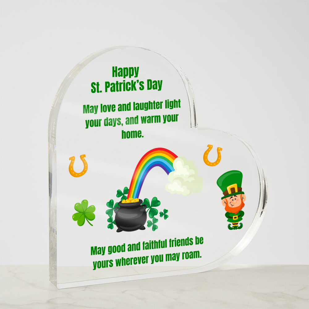 Happy St. Patrick's Day Acrylic Heart Plaque