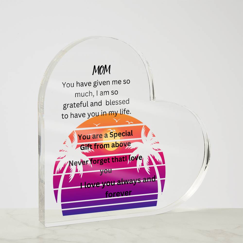 MOM Acrylic Heart Plaque