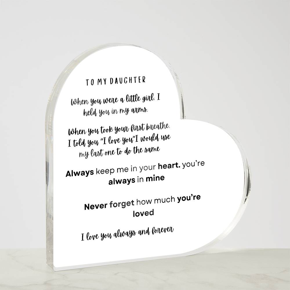 Daughter Printed Acrylic Heart Plaque