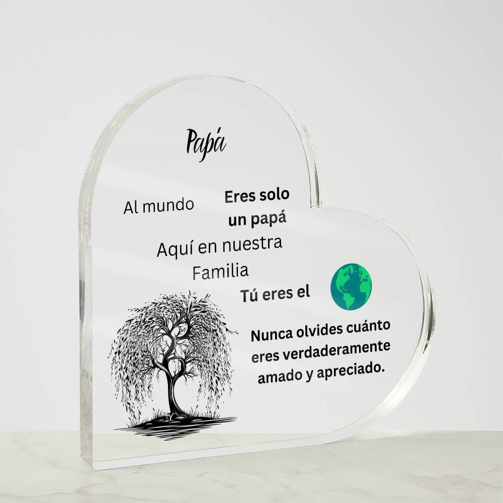 Spanish Dad Acrylic Heart Printed Plaque