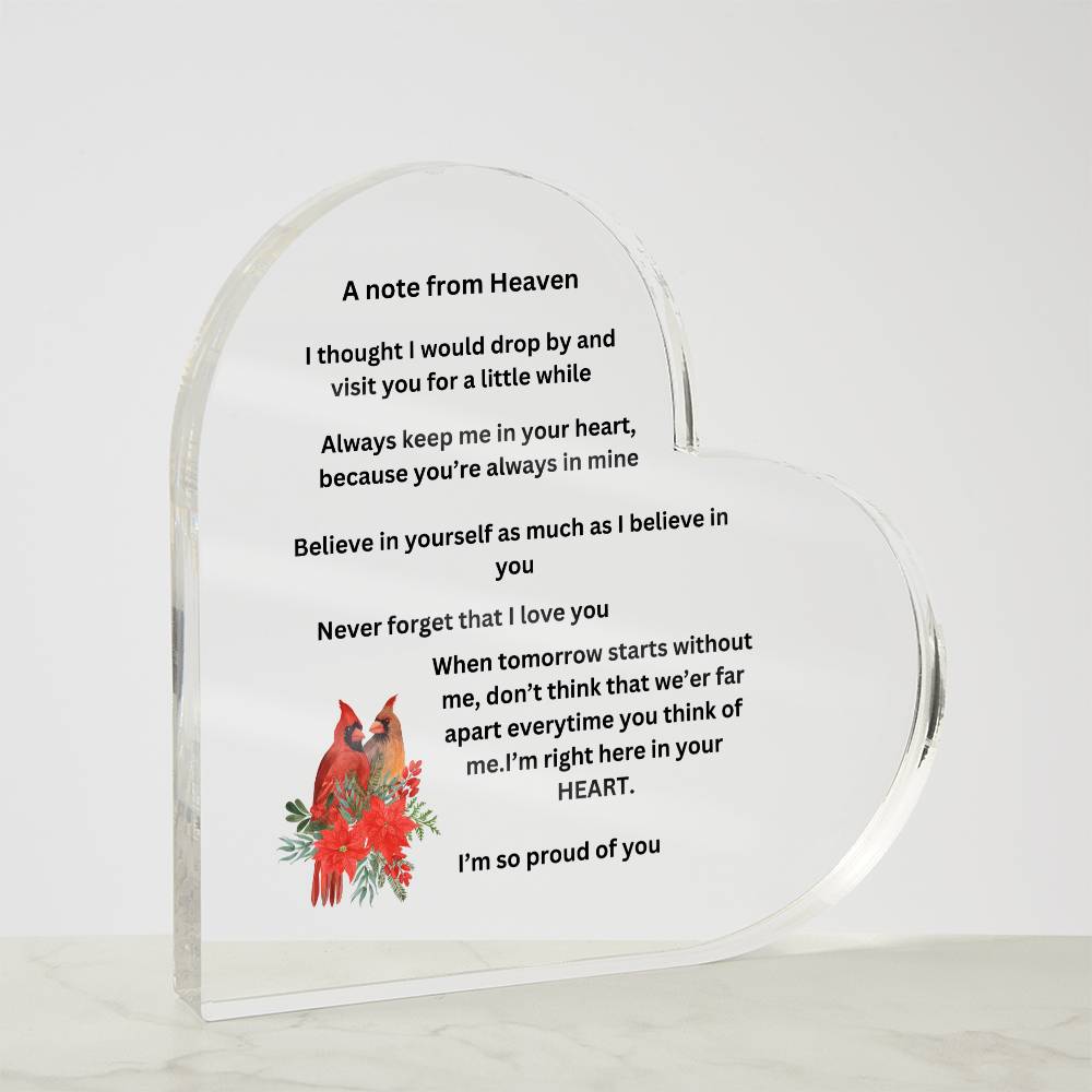 A note from Heaven Printed Acrylic Heart Plaque