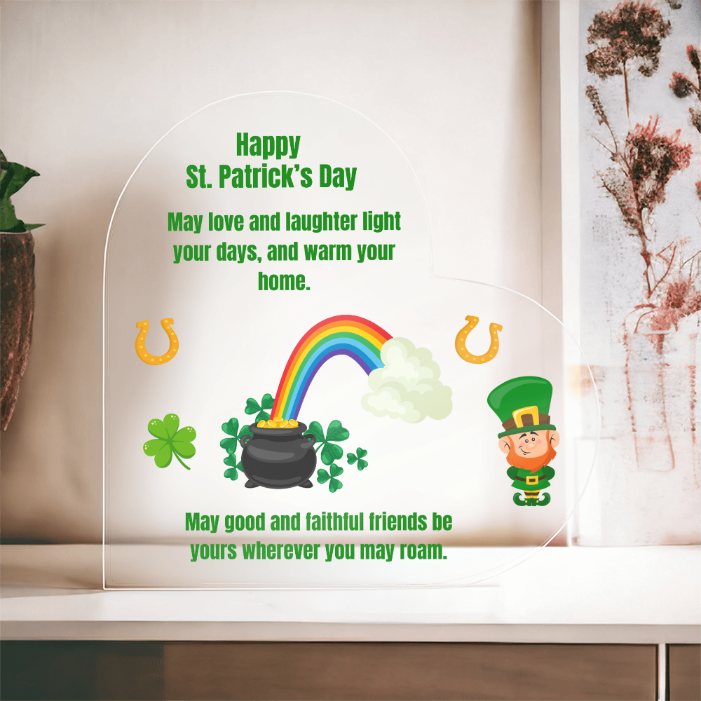Happy St. Patrick's Day Acrylic Heart Plaque