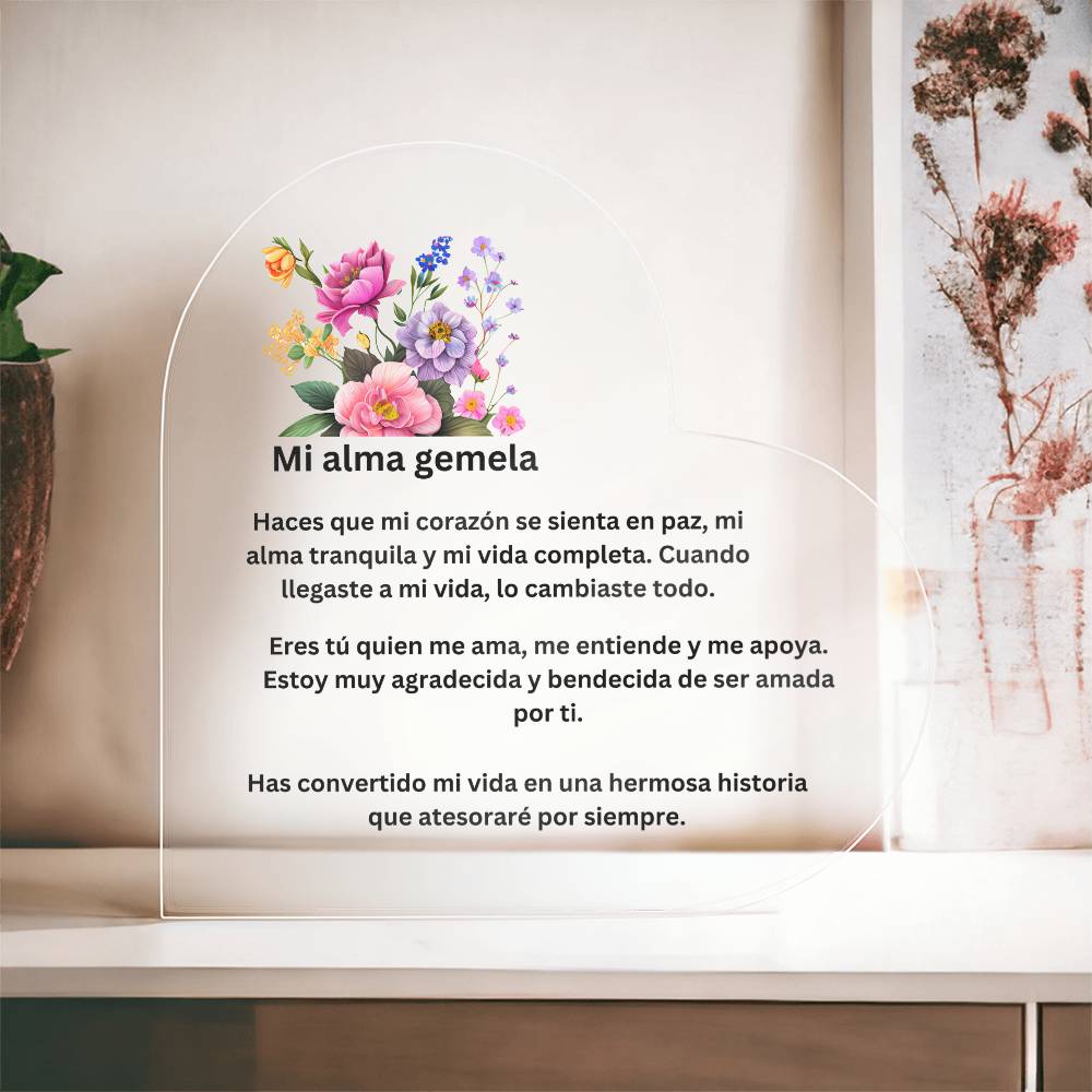 My Soulmate Printed Heart Plaque Spanish