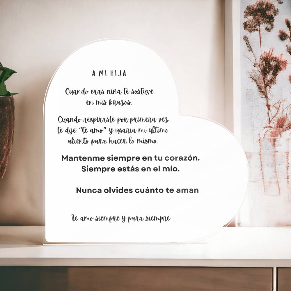 Spanish Daughter Printed Heart Plaque