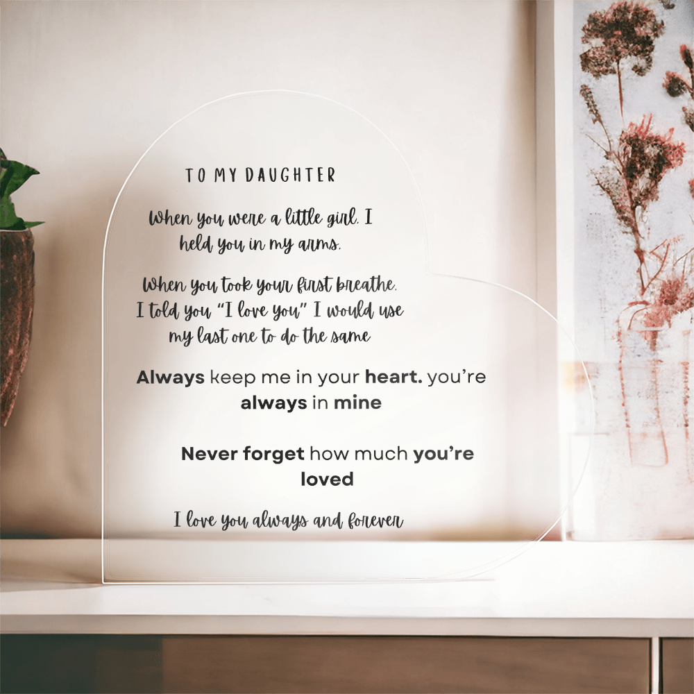 Daughter Printed Acrylic Heart Plaque