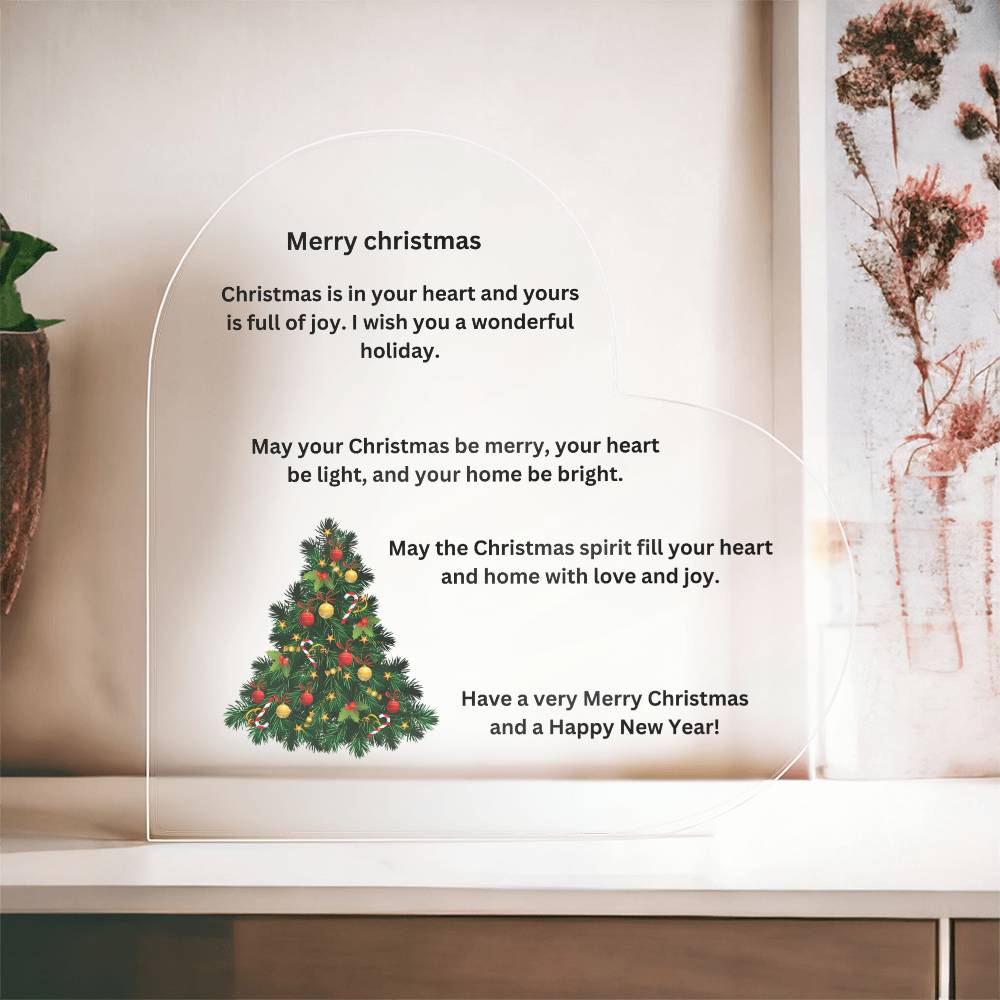 Acrylic Merry Christmas Heart Plaque