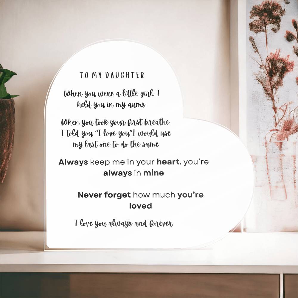 Daughter Printed Acrylic Heart Plaque
