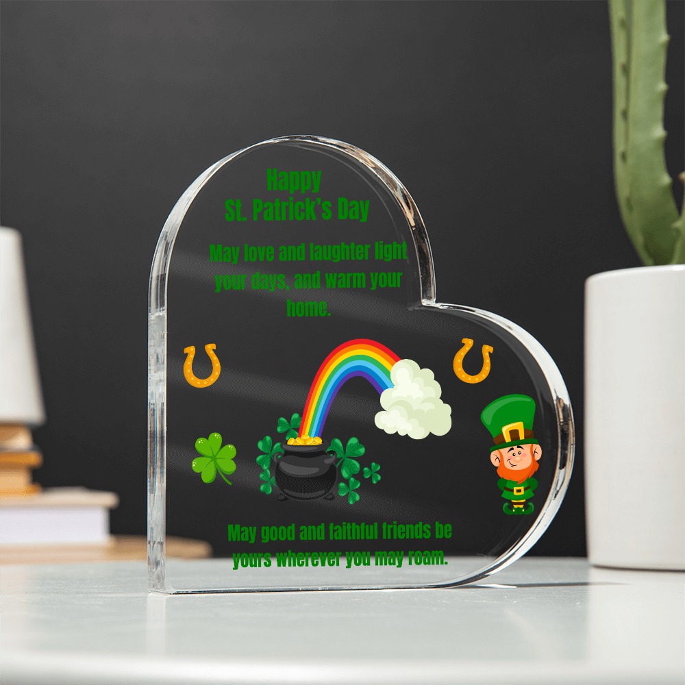 Happy St. Patrick's Day Acrylic Heart Plaque