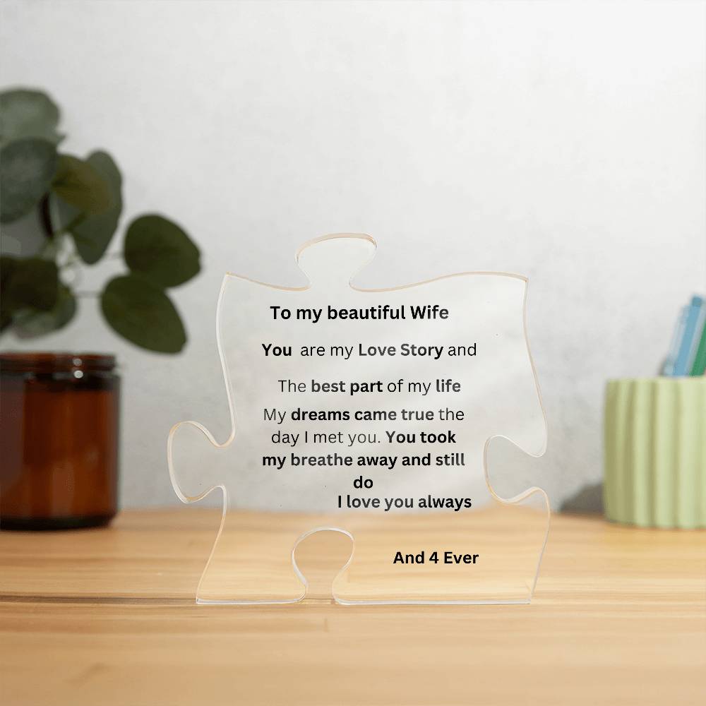 To My Beautiful Wife Acrylic Puzzle Plaque