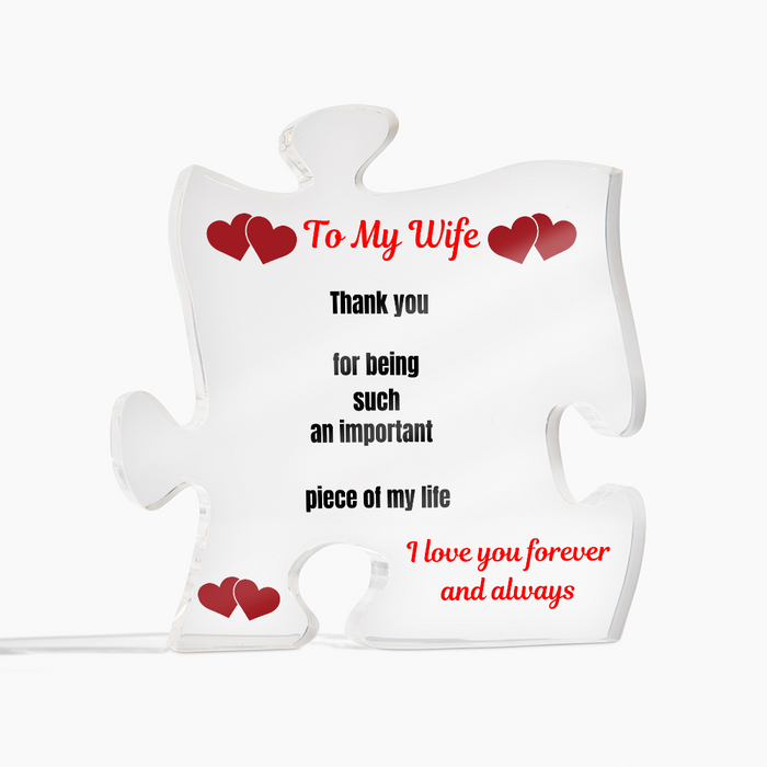 To My Wife Acrylic Puzzle Plaque