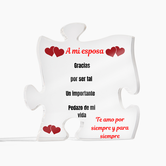 To My Wife Acrylic Puzzle Plaque Spanish