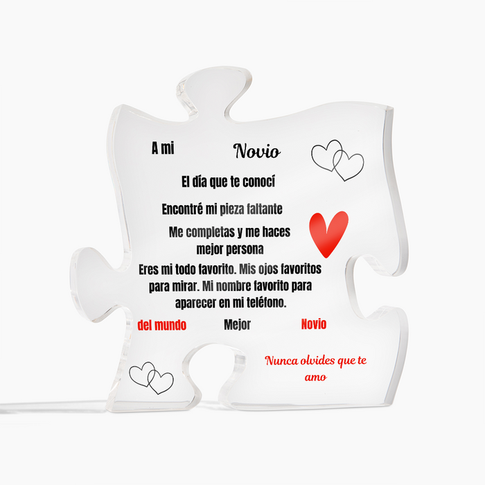 To My Boyfriend Acrylic Puzzle Plaque Spanish