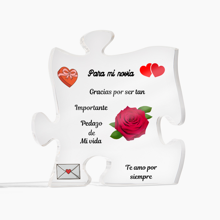 To My Girlfriend Acrylic Puzzle Plaque Spanish