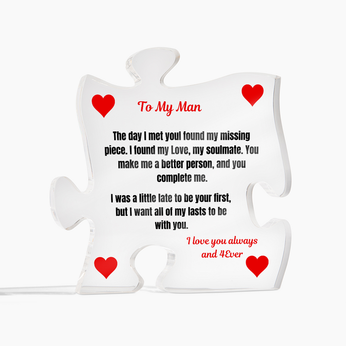 To My Man Puzzle Plaque