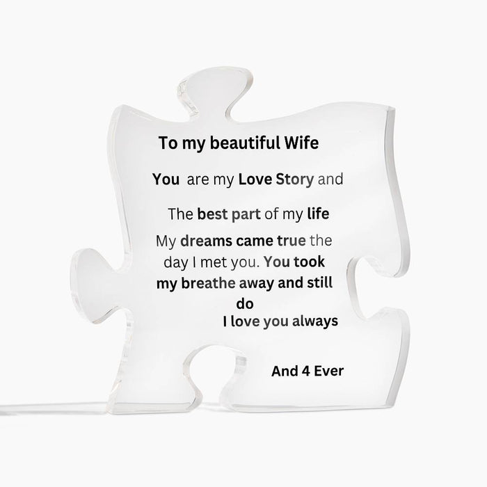 To My Beautiful Wife Acrylic Puzzle Plaque