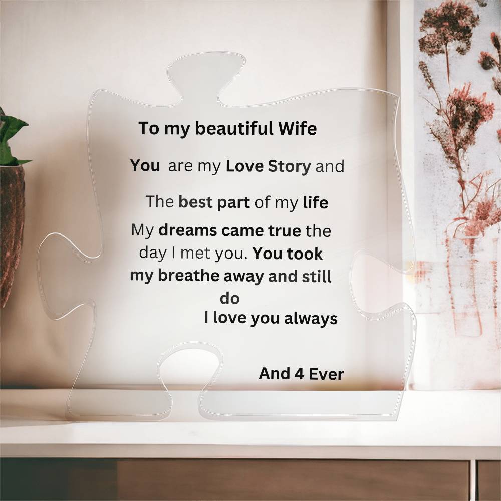 To My Beautiful Wife Acrylic Puzzle Plaque