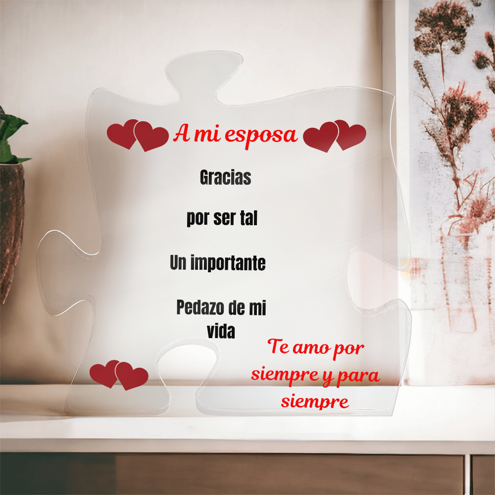 To My Wife Acrylic Puzzle Plaque Spanish