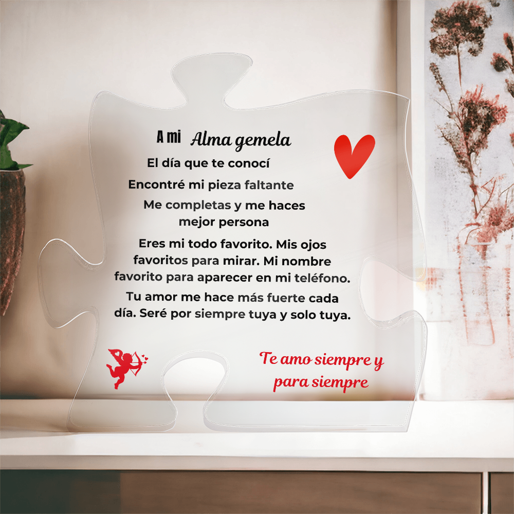 To My Soulmate Acrylic Puzzle Plaque Spanish