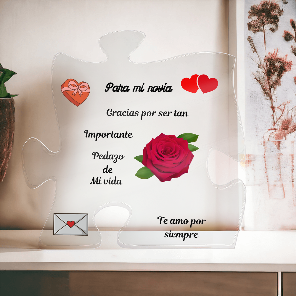 To My Girlfriend Acrylic Puzzle Plaque Spanish