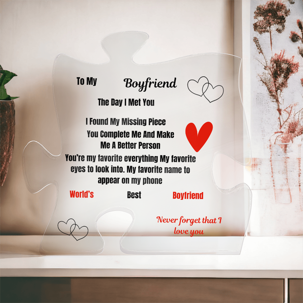 To My Boyfriend Acrylic Puzzle Plaque