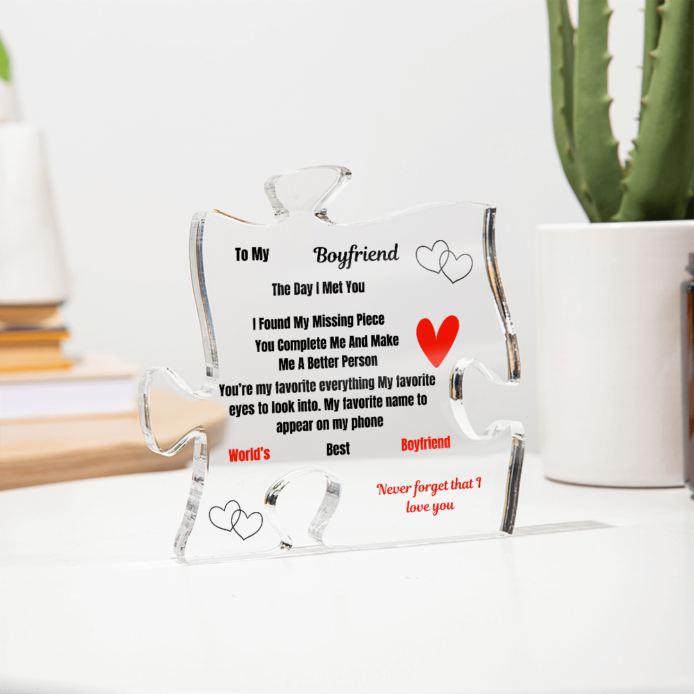 To My Boyfriend Acrylic Puzzle Plaque